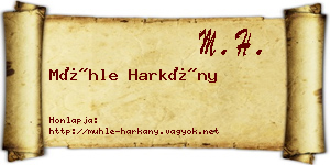 Mühle Harkány névjegykártya